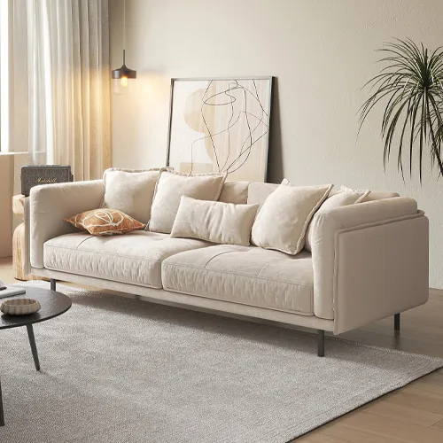 Comfortable Fabric Sofa Bed with Recliner for Living Room