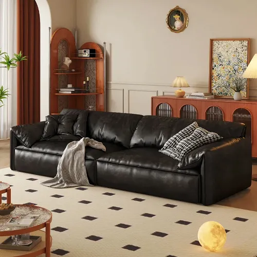 Genuine Leather Sofa Set for Modern Luxury Living Room