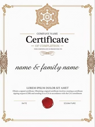 Mobility equipment certification document